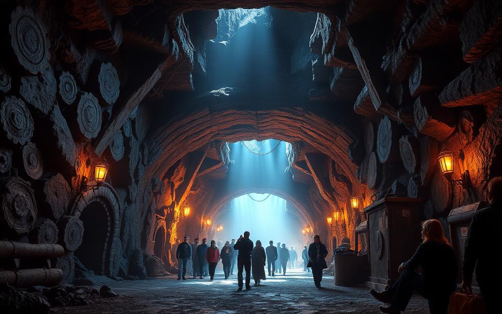 Eingang zur immersiven Erlebniswelt im Bergbaustil