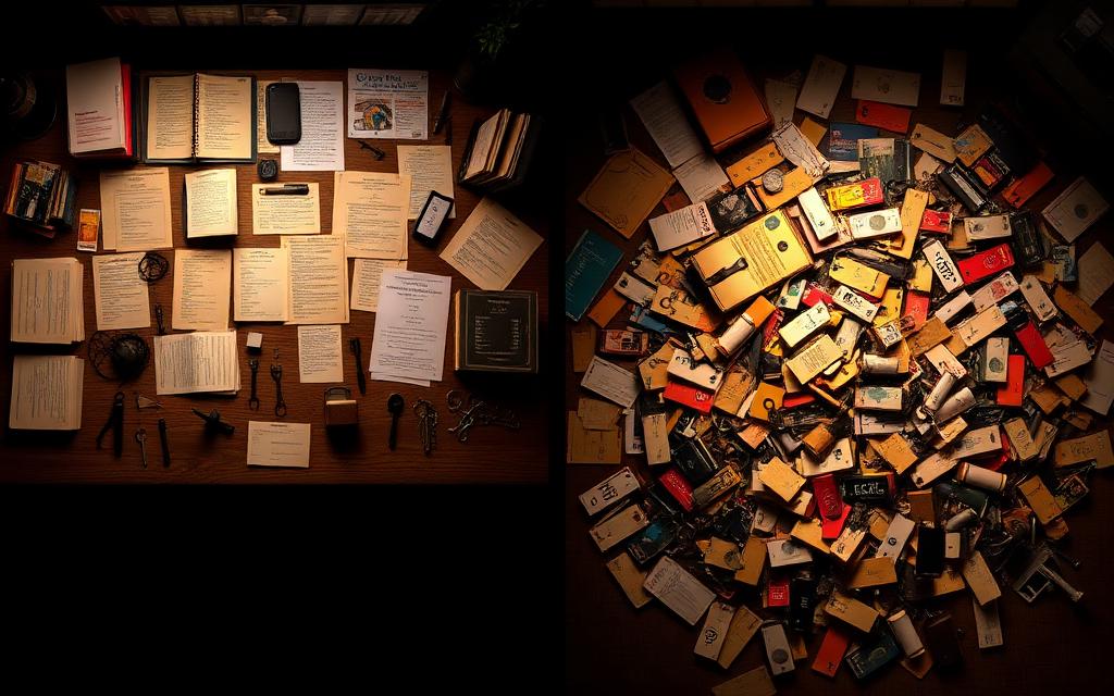 Organisierte Hinweise vs. chaotischer Haufen im Escape Room