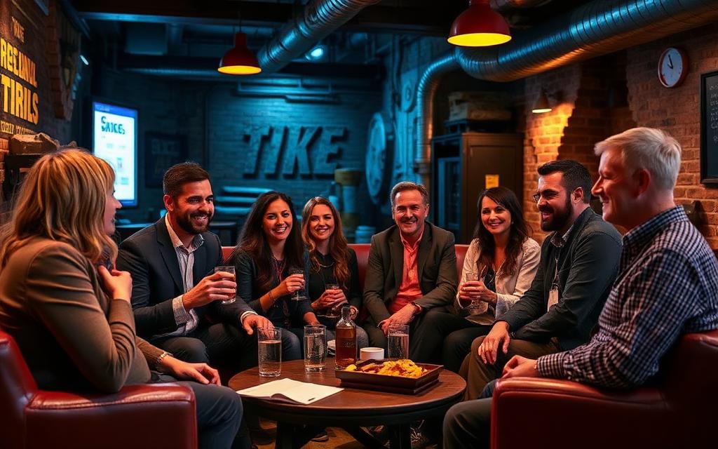 Firmenteam beim gemeinsamen Ausklang nach einem Teamevent