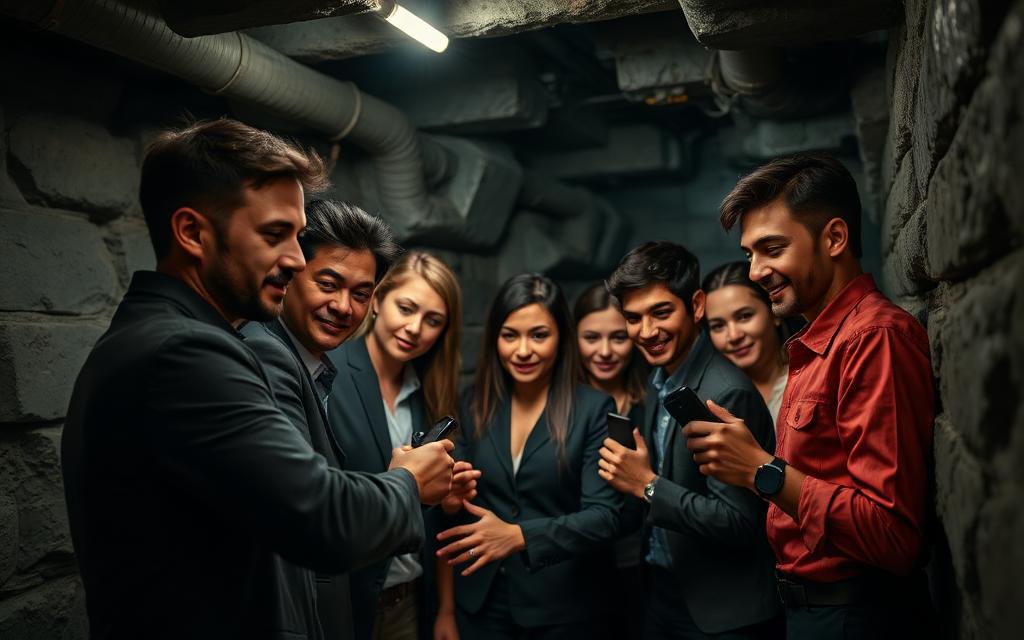 Firmenteam erlebt gemeinsam einen Escape Room im Bergbaustil